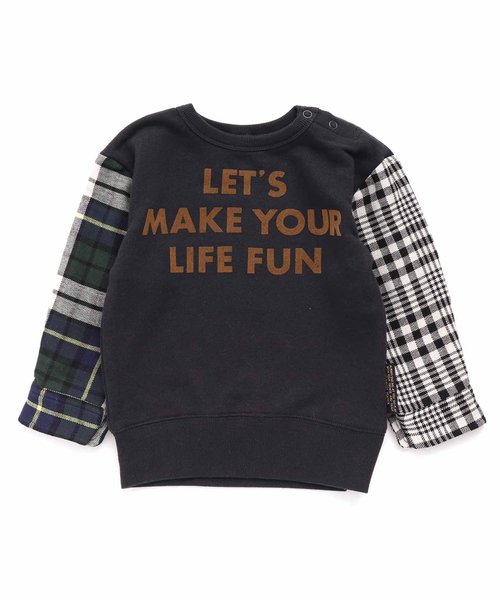 BREEZE（ブリーズ）の「袖切替トレーナー（スウェット・キッズ・チャコール/アイボリー・80/90/100/110/120/130/140）」の2枚目の写真