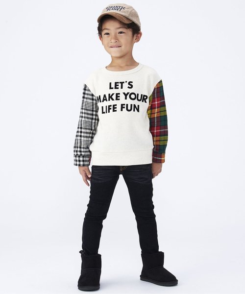 BREEZE（ブリーズ）の「袖切替トレーナー（スウェット・キッズ・チャコール/アイボリー・80/90/100/110/120/130/140）」の3枚目の写真