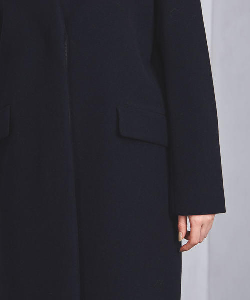 ユナイテッドアローズ　ノーカラーコート　ネイビー セール】ニットモッサ ノーカラーコート ＜A DAY IN THE LIFE＞（ノー