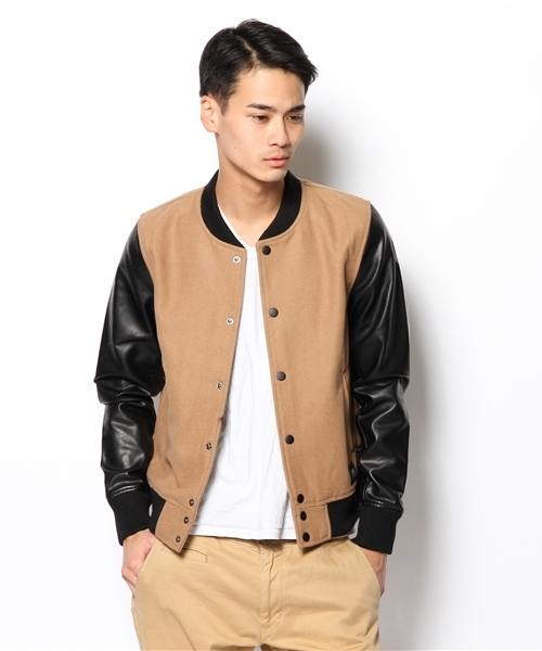 CIAOPANIC（チャオパニック）の「【TOOL FOR Ciaopanic】メルトン×Fレザースタジャン（スタジャン・メンズ・キャメル/ブラック/ダークグレー・MEDIUM/LARGE/SMALL）」の10枚目の写真