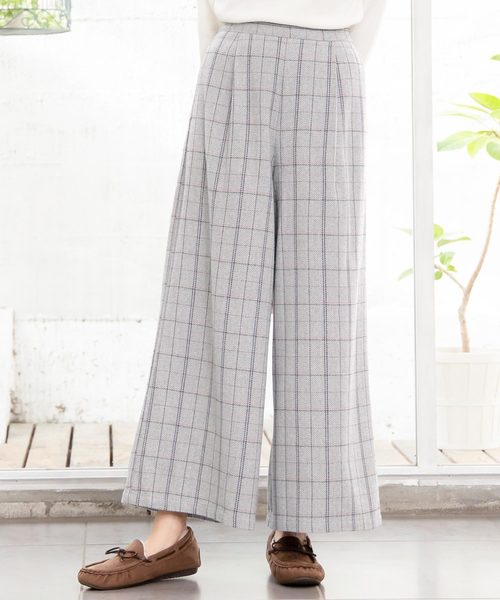KOBE LETTUCE（コウベレタス）の「チェック柄ヘリンボーンワイドパンツ＊レディース/ボトムス[M2354]神戸レタス（その他パンツ・レディース・ブラック/ベージュ/グレー・FREE）」の3枚目の写真