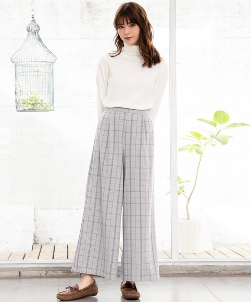 KOBE LETTUCE（コウベレタス）の「チェック柄ヘリンボーンワイドパンツ＊レディース/ボトムス[M2354]神戸レタス（その他パンツ・レディース・ブラック/ベージュ/グレー・FREE）」の8枚目の写真