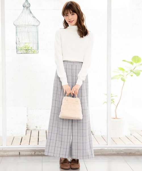 KOBE LETTUCE（コウベレタス）の「チェック柄ヘリンボーンワイドパンツ＊レディース/ボトムス[M2354]神戸レタス（その他パンツ・レディース・ブラック/ベージュ/グレー・FREE）」の10枚目の写真