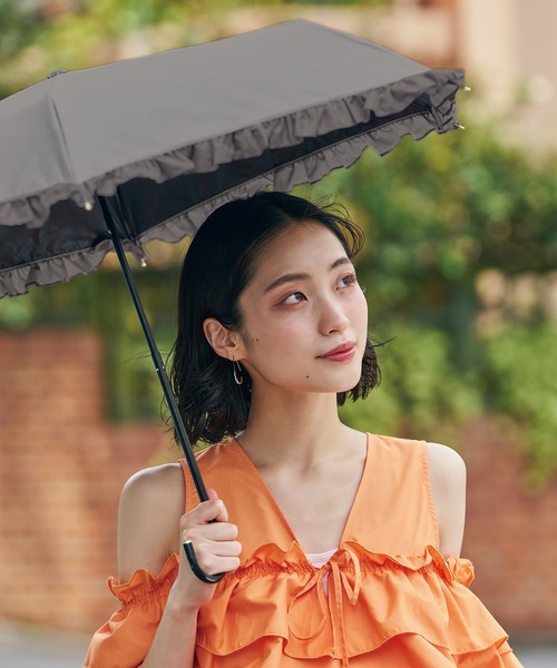 ☆完全遮光 クラシックフリル ミニ 晴雨兼用 日傘 折りたたみ Wpc
