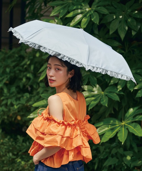 ☆完全遮光 クラシックフリル ミニ 晴雨兼用 日傘 折りたたみ Wpc