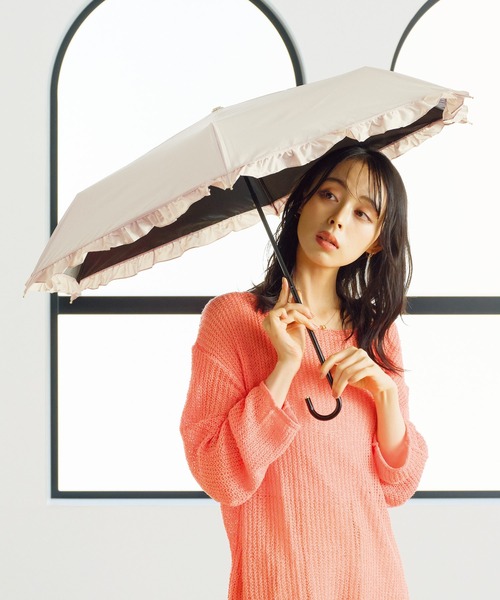 ☆完全遮光 クラシックフリル ミニ 晴雨兼用 日傘 折りたたみ Wpc