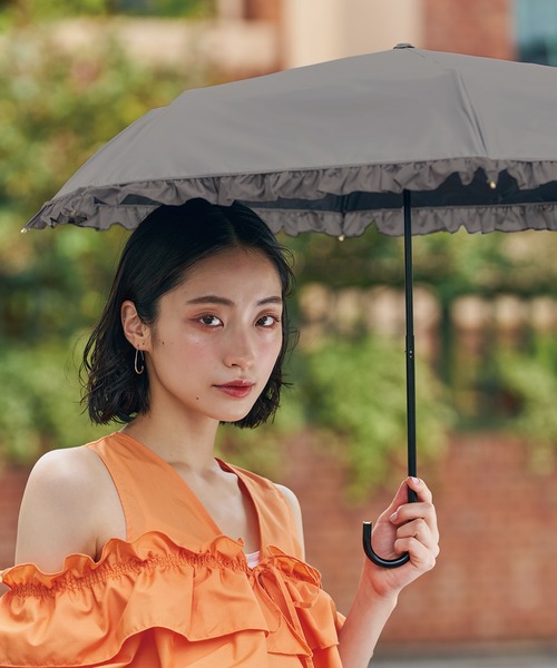Wpc.(ダブリュピーシー)の「★完全遮光 クラシックフリル ミニ 晴雨兼用 日傘 折りたたみ Wpc.(折りたたみ傘・レディース・ブラック/ベージュ/ネイビー/ラベンダー/ブラウン/ミント・FREE)」の21枚目の写真
