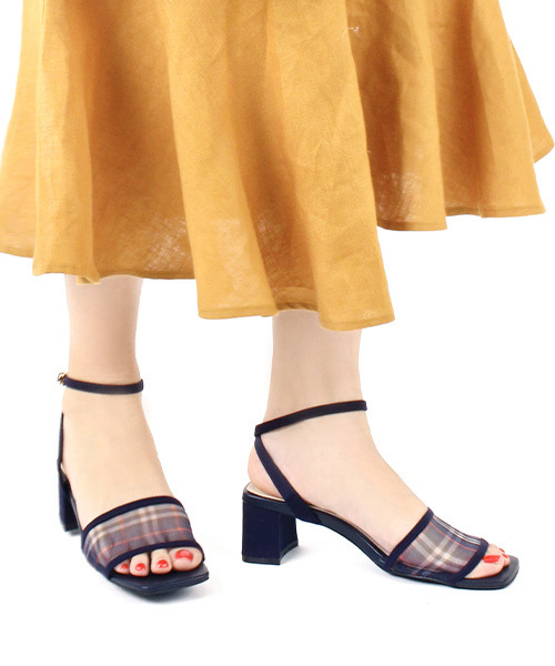 RANDA(ランダ)の「シースルースクエアトゥサンダル(サンダル・レディース・ブラック/ベージュ/ネイビー・LL/S/M/L)」の1枚目の写真