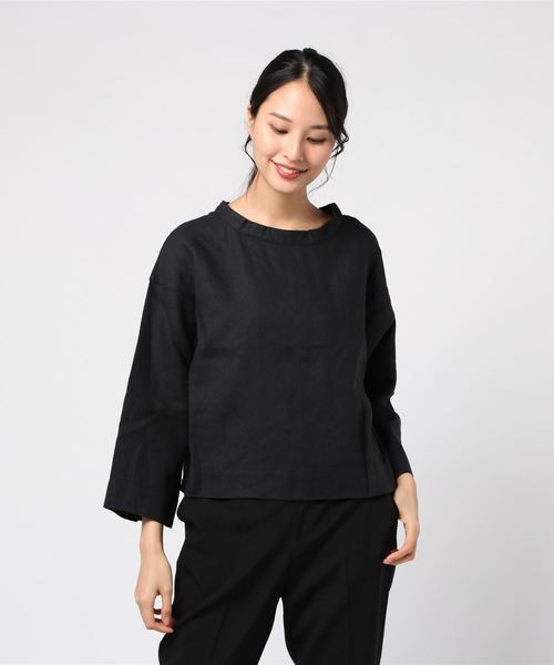 nop de nod（ノップドゥノッド）の「Ciel リネンフィッシャーマンスモック（シャツ/ブラウス・レディース・ブラック/キャメル/ダークブルー・3）」の3枚目の写真