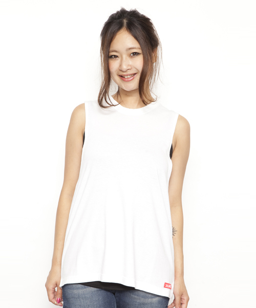 X-girl(エックスガール)の「VARIOUS TANK TUNIC(タンクトップ・レディース・ホワイト/ブラック/グレー/ピンク・1/2)」の2枚目の写真