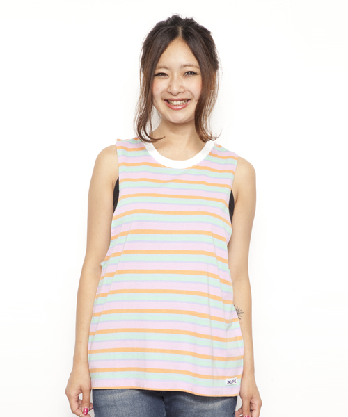 X-girl(エックスガール)の「VARIOUS TANK TUNIC(タンクトップ・レディース・ホワイト/ブラック/グレー/ピンク・1/2)」の4枚目の写真