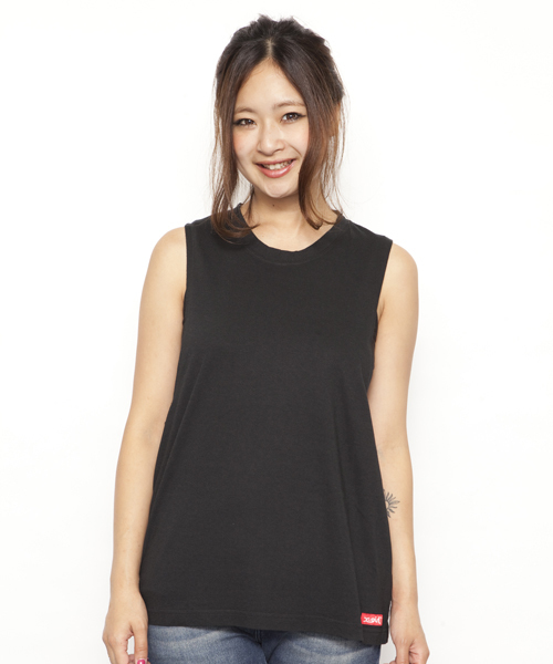 X-girl(エックスガール)の「VARIOUS TANK TUNIC(タンクトップ・レディース・ホワイト/ブラック/グレー/ピンク・1/2)」の1枚目の写真