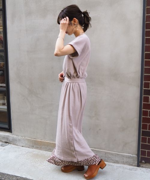 pium フロントボタンワッフルミニワンピース グレージュ フロントボタンワッフルミニワンピース – pium