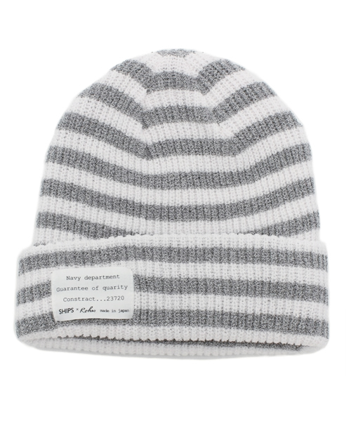 SHIPS for women（シップスフォーウィメン）の「ボーダーリブニットキャップ（ニットキャップ/ビーニー・レディース・グレー/ネイビー・ONE SIZE）」の2枚目の写真