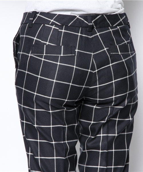 NANO universe（ナノユニバース）の「ウインドペンチェックパンツ（スラックス・レディース・ネイビー/オフホワイト・36/38）」の4枚目の写真