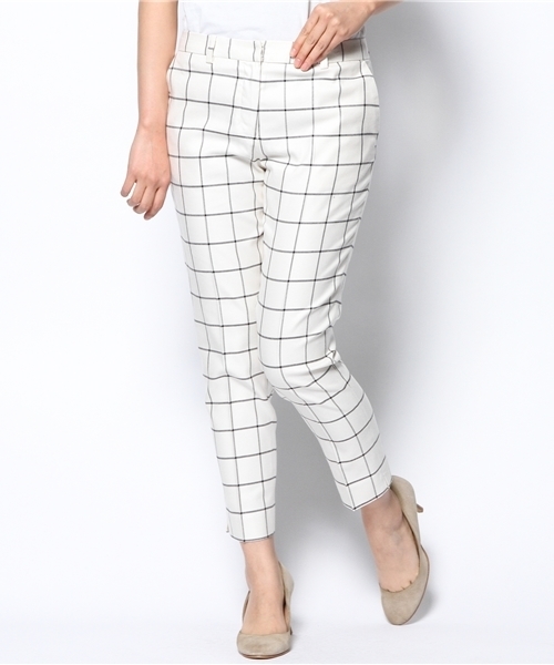 NANO universe（ナノユニバース）の「ウインドペンチェックパンツ（スラックス・レディース・ネイビー/オフホワイト・36/38）」の3枚目の写真