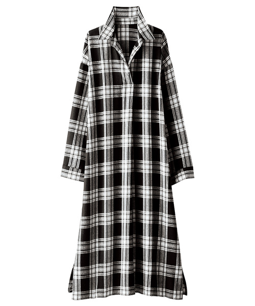 BELLUNA（ベルーナ）の「チェック柄シャツワンピース（シャツワンピース・レディース・ブラック系その他/グレー系その他/ブラウン系その他・FREE）」の14枚目の写真