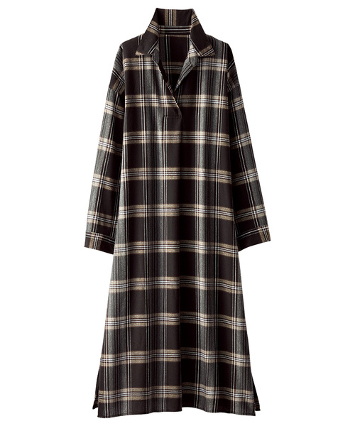 BELLUNA（ベルーナ）の「チェック柄シャツワンピース（シャツワンピース・レディース・ブラック系その他/グレー系その他/ブラウン系その他・FREE）」の12枚目の写真