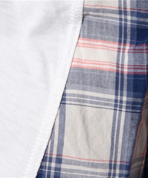 Ray BEAMS(レイビームス)の「○Ray BEAMS / チェック切替え ポケットTシャツ(Tシャツ/カットソー・レディース・オフホワイト/シルバー/ネイビー・ONE SIZE)」の11枚目の写真