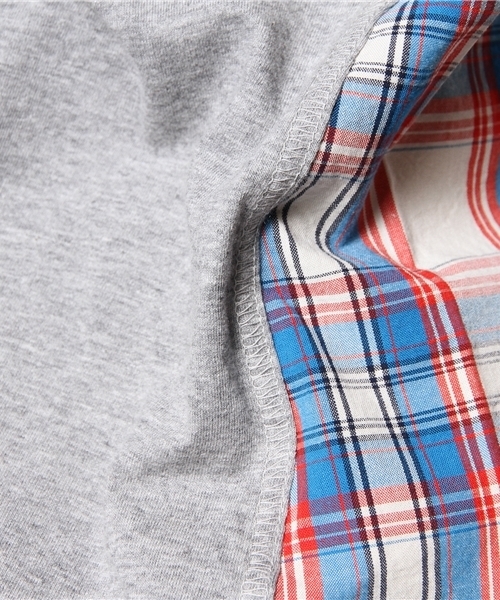 Ray BEAMS(レイビームス)の「○Ray BEAMS / チェック切替え ポケットTシャツ(Tシャツ/カットソー・レディース・オフホワイト/シルバー/ネイビー・ONE SIZE)」の13枚目の写真