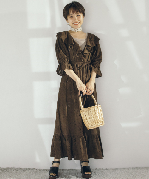 Heather(ヘザー)の「高橋愛コラボレースSETワンピース 848429(ワンピース・レディース・ホワイト/ブラック/ブラウン・FREE)」の9枚目の写真