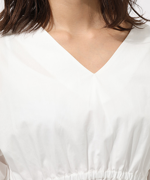 AZUL by moussy(アズールバイマウジー)の「WAIST SHAPE HEM TUNIC TOPS/ウエストシャープヘムトニックトップス(シャツ/ブラウス・レディース・ネイビー/オフホワイト/ブラウン・SMALL/MEDIUM)」の9枚目の写真