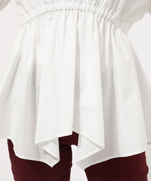 AZUL by moussy(アズールバイマウジー)の「WAIST SHAPE HEM TUNIC TOPS/ウエストシャープヘムトニックトップス(シャツ/ブラウス・レディース・ネイビー/オフホワイト/ブラウン・SMALL/MEDIUM)」の11枚目の写真