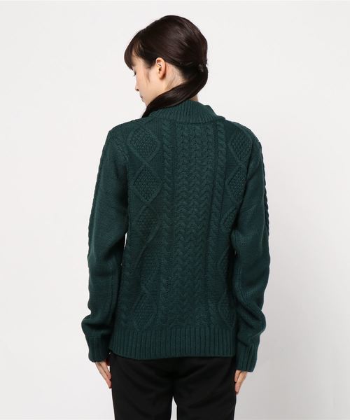 Bling Leads（ブリングリーズ）の「【Bl】ケーブルモックネックニット（ニット/セーター・レディース・グレー/ダークグリーン/ブルー/マスタード/ワイン/キャメル/オフホワイト/オリーブ/ベージュ/オレンジ/ブラック/ネイビー/モカ/アイボリー/カーキ/ピンク/ブラウン・M/LL/L）」の18枚目の写真