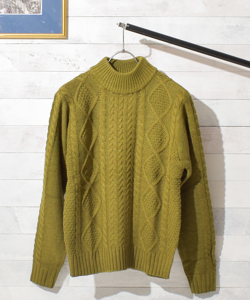 Bling Leads（ブリングリーズ）の「【Bl】ケーブルモックネックニット（ニット/セーター・レディース・グレー/ダークグリーン/ブルー/マスタード/ワイン/キャメル/オフホワイト/オリーブ/ベージュ/オレンジ/ブラック/ネイビー/モカ/アイボリー/カーキ/ピンク/ブラウン・M/LL/L）」の21枚目の写真