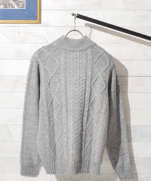 Bling Leads（ブリングリーズ）の「【Bl】ケーブルモックネックニット（ニット/セーター・レディース・グレー/ダークグリーン/ブルー/マスタード/ワイン/キャメル/オフホワイト/オリーブ/ベージュ/オレンジ/ブラック/ネイビー/モカ/アイボリー/カーキ/ピンク/ブラウン・M/LL/L）」の20枚目の写真