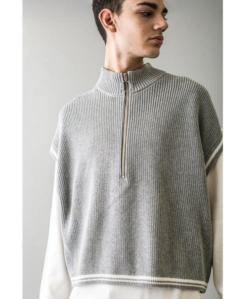 MONKEY TIME(モンキータイム)の「<monkey time> AZE CROPPED HALF ZIP PULLOVER VEST/ベスト(ベスト・メンズ・グレー/ブラック・MEDIUM/LARGE)」の8枚目の写真