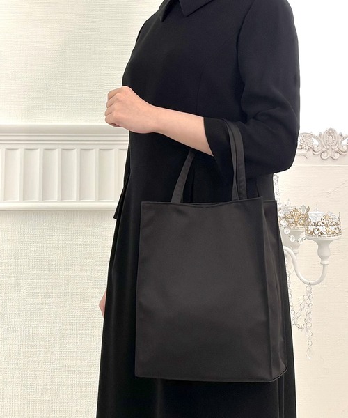 折り畳めるブラックサブバッグ【喪服・礼服用】（トートバッグ