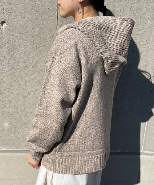 Ambre Neige(アンブルネージュ)の「ニットパーカー【WEB/EC限定商品】(ニット/セーター・レディース・ライトグレー/ベージュ・FREE)」の2枚目の写真