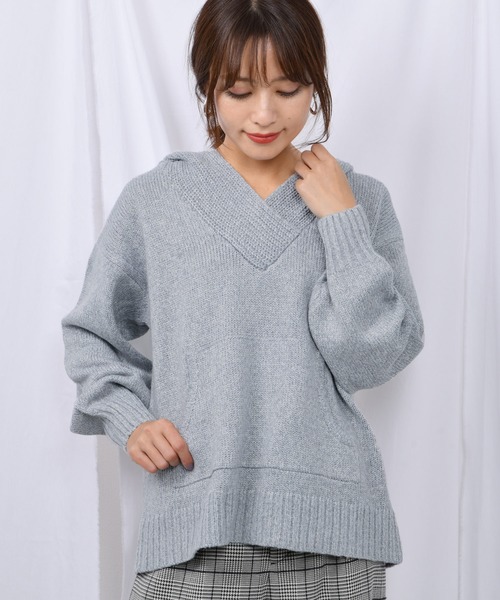 Ambre Neige(アンブルネージュ)の「ニットパーカー【WEB/EC限定商品】(ニット/セーター・レディース・ライトグレー/ベージュ・FREE)」の6枚目の写真