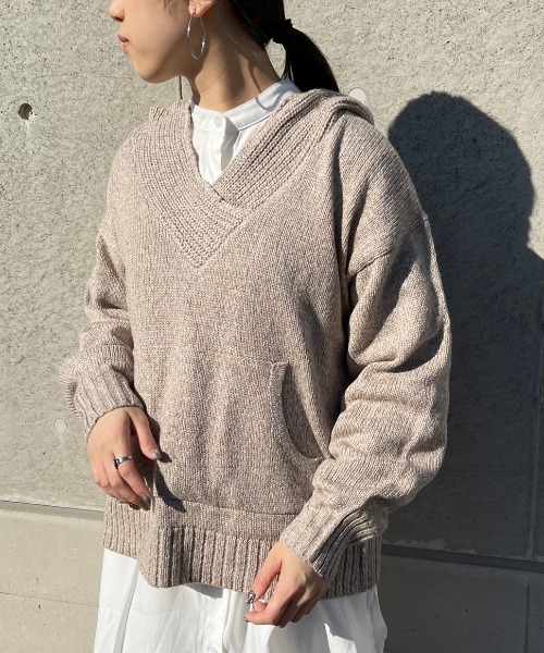 Ambre Neige(アンブルネージュ)の「ニットパーカー【WEB/EC限定商品】(ニット/セーター・レディース・ライトグレー/ベージュ・FREE)」の7枚目の写真