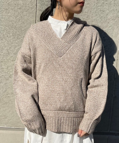 Ambre Neige(アンブルネージュ)の「ニットパーカー【WEB/EC限定商品】(ニット/セーター・レディース・ライトグレー/ベージュ・FREE)」の8枚目の写真