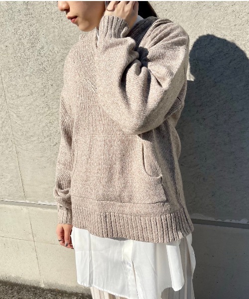 Ambre Neige(アンブルネージュ)の「ニットパーカー【WEB/EC限定商品】(ニット/セーター・レディース・ライトグレー/ベージュ・FREE)」の9枚目の写真