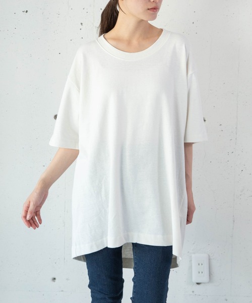 Audition(オーディション)の「M1343 リネンタックBIG-Tシャツ(Tシャツ/カットソー・レディース・ホワイト/ナチュラル/ブラック・MEDIUM)」の1枚目の写真