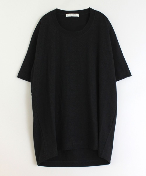 Audition(オーディション)の「M1343 リネンタックBIG-Tシャツ(Tシャツ/カットソー・レディース・ホワイト/ナチュラル/ブラック・MEDIUM)」の2枚目の写真