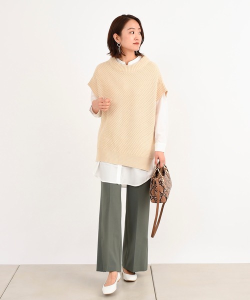 DouDou（ドゥドゥ）の「ニットベスト×シャツセット（ニット/セーター・レディース・オフホワイト・FREE）」の2枚目の写真