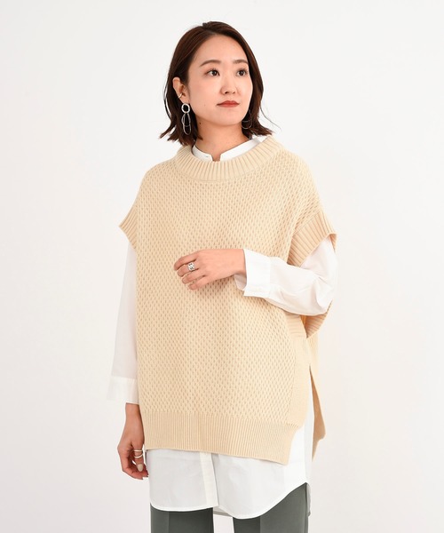 DouDou（ドゥドゥ）の「ニットベスト×シャツセット（ニット/セーター・レディース・オフホワイト・FREE）」の6枚目の写真