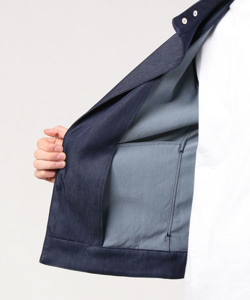 COMME CA MEN（コムサメン）の「ハンドルナイロンデニム　ライダースジャケット（ライダースジャケット・メンズ・ブラック/ネイビー・SMALL/MEDIUM/LARGE）」の5枚目の写真