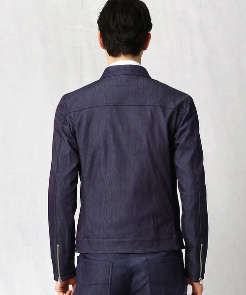 COMME CA MEN（コムサメン）の「ハンドルナイロンデニム　ライダースジャケット（ライダースジャケット・メンズ・ブラック/ネイビー・SMALL/MEDIUM/LARGE）」の12枚目の写真