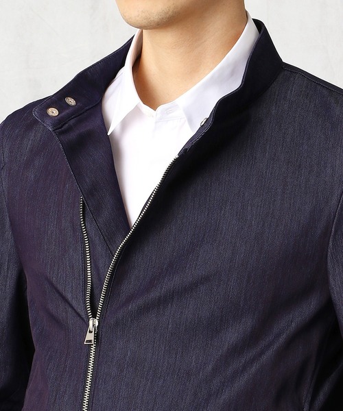 COMME CA MEN（コムサメン）の「ハンドルナイロンデニム　ライダースジャケット（ライダースジャケット・メンズ・ブラック/ネイビー・SMALL/MEDIUM/LARGE）」の11枚目の写真