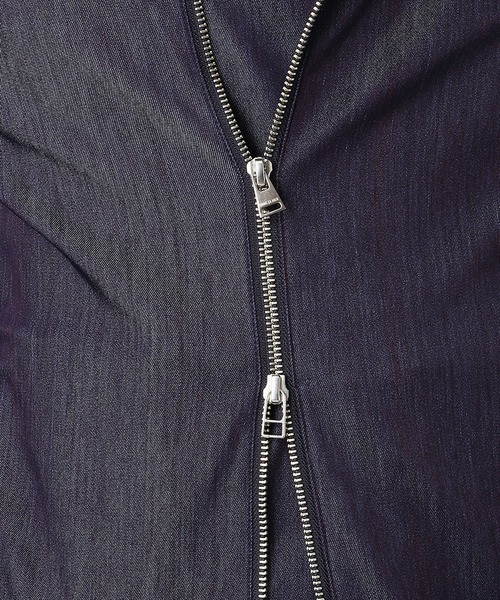 COMME CA MEN（コムサメン）の「ハンドルナイロンデニム　ライダースジャケット（ライダースジャケット・メンズ・ブラック/ネイビー・SMALL/MEDIUM/LARGE）」の7枚目の写真