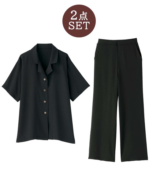 GeeRA(ジーラ)の「カイキンシャツ&ワイドパンツセットアップ(セットアップ・レディース・ブラック/ベージュ・MEDIUM/X-LARGE/LARGE)」の3枚目の写真