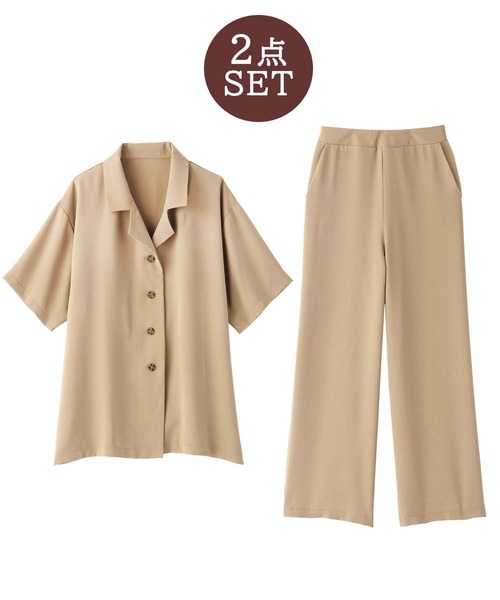 GeeRA(ジーラ)の「カイキンシャツ&ワイドパンツセットアップ(セットアップ・レディース・ブラック/ベージュ・MEDIUM/X-LARGE/LARGE)」の8枚目の写真