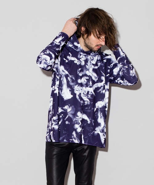 NO ID.（ノーアイディ）の「【NO ID.】Religious Pattern Print Pullover Parka / 宗教柄 プリント プルオーバー パーカ（パーカー・メンズ・ワイン/ネイビー・ONE SIZE）」の2枚目の写真