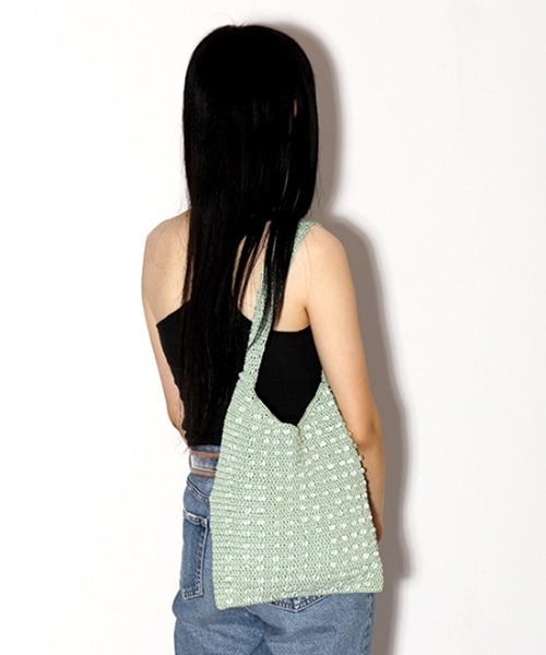 Casselini（キャセリーニ）の「Casselini（キャセリーニ）クロシェビーズトート（トートバッグ・レディース・ブラック/ブラウン/ライム/アイボリー・FREE）」の6枚目の写真