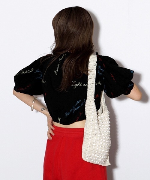 Casselini（キャセリーニ）の「Casselini（キャセリーニ）クロシェビーズトート（トートバッグ・レディース・ブラック/ブラウン/ライム/アイボリー・FREE）」の7枚目の写真